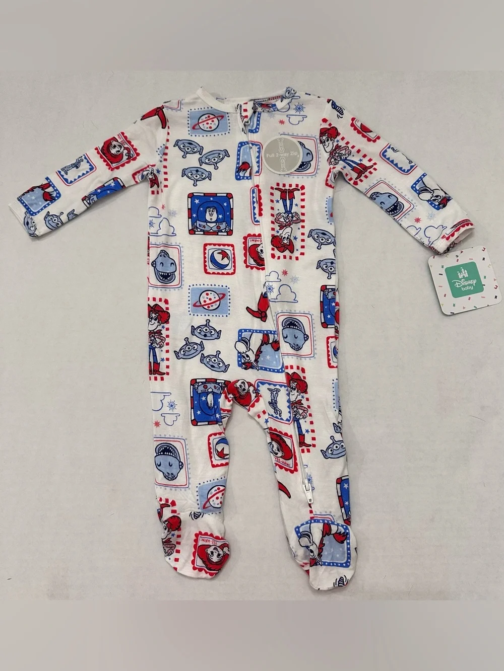 Toy Story Baby Boys Cozy and Comfortable Americana 1 Piece Footed Sleep and Play